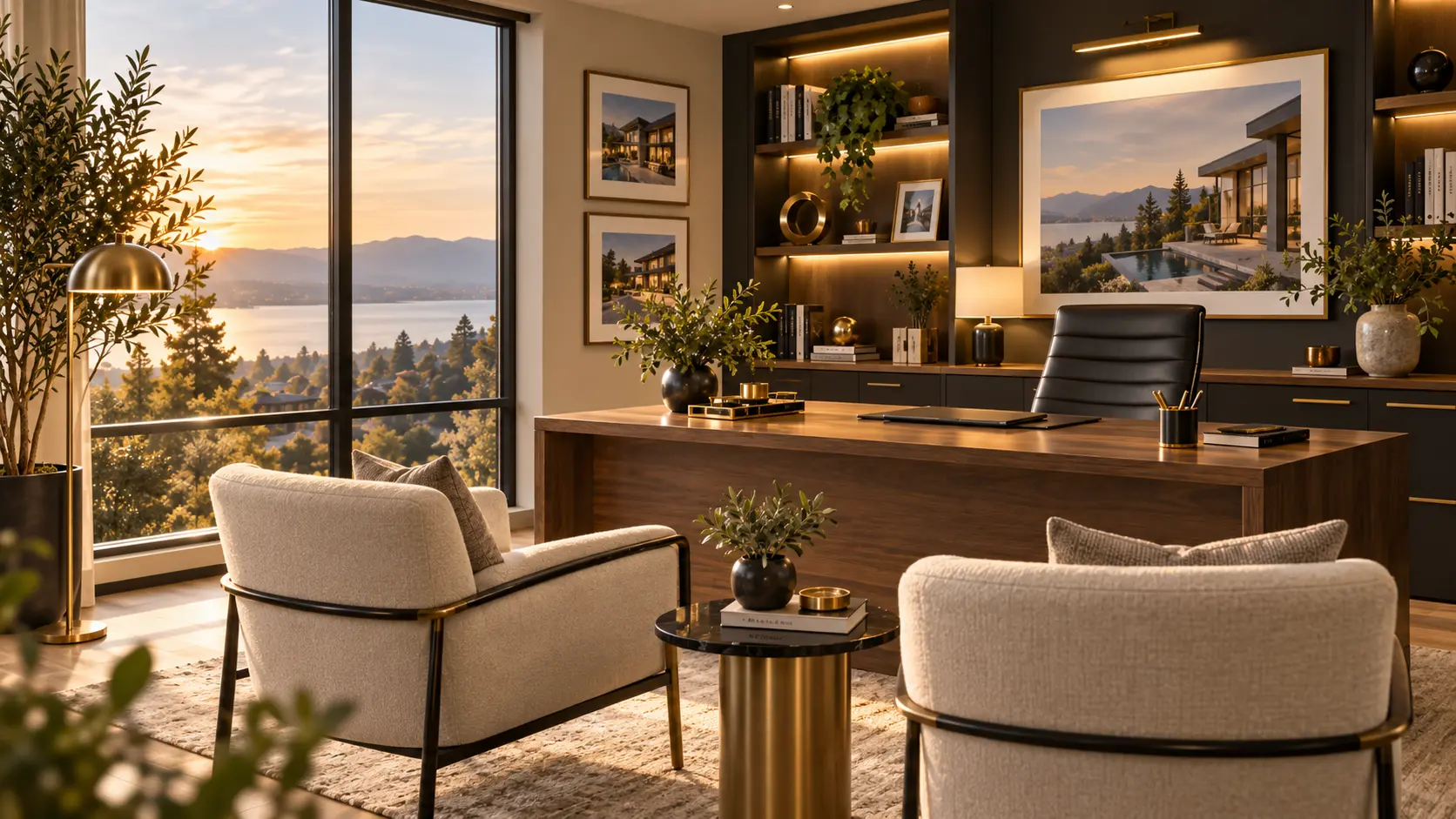 Warm private office overlooking the Las Vegas valley